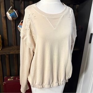 Democracy Cream Embroidered Sweatshirt